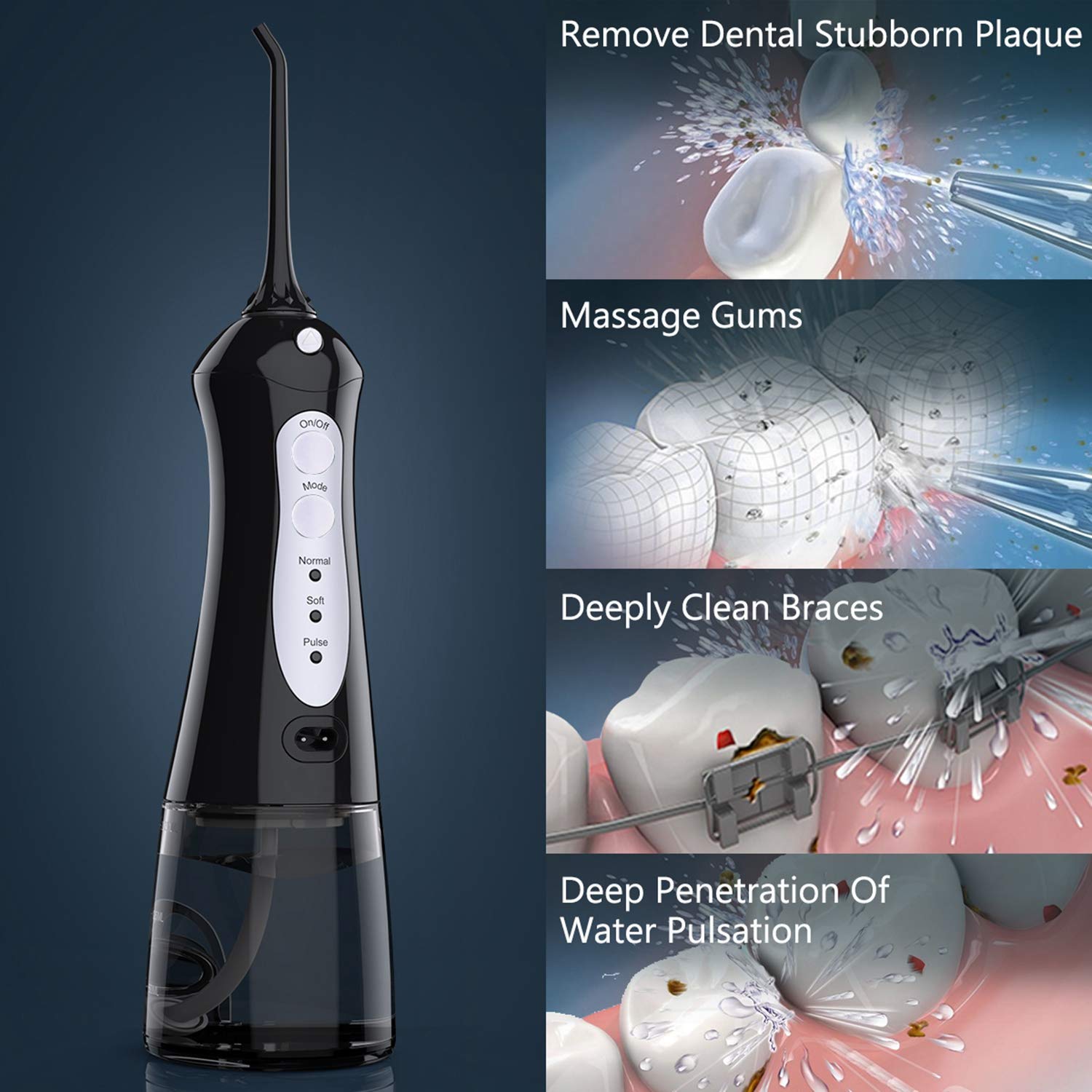 Water Flosser, Beautlinks Cordless Dental Oral Irrigator with 4 Jet Tips IPX7 Waterproof 3 Modes Professional Rechargeable Portable