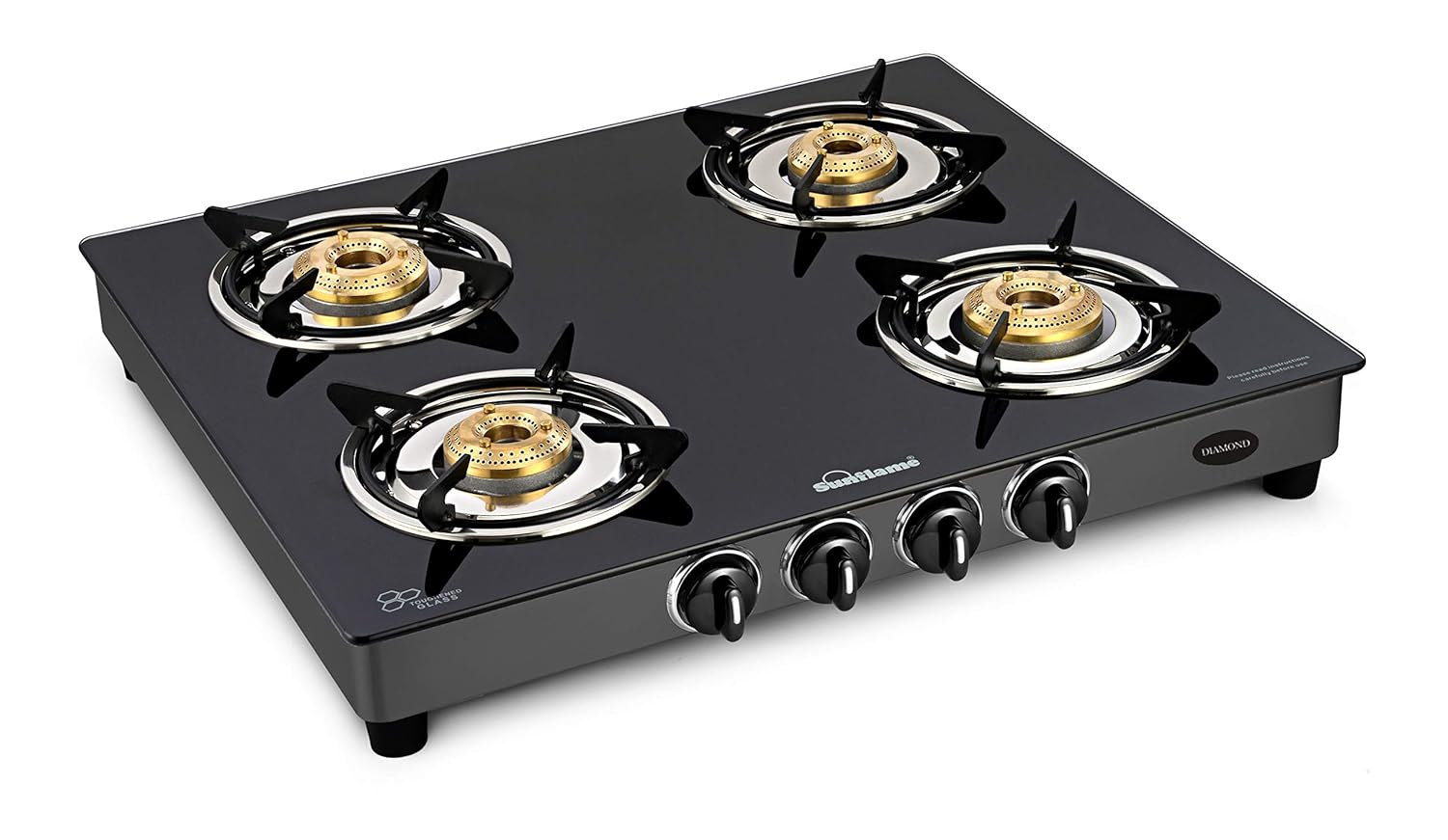 Best Designer Diamond BK Glass Top 4 Burner Gas Stove Sunflame Best
