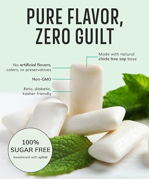 HAPPY ECO SUGAR FREE NATURAL CHEWING GUM 6 PACK (84 PIECES) – PLASTIC FREE, XYLITOL GUM WITH STEVIA – ASPARTAME FREE – NON GMO, VEGAN, GLUTEN FREE KETO – WINTERGREEN
