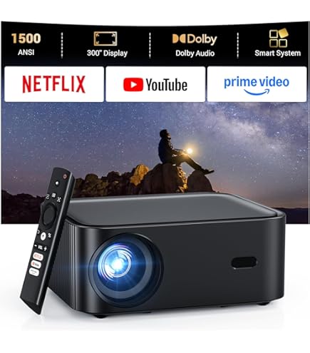1000 ANSI] Smart Projector 4K with WiFi 6 and 2-Way Bluetooth, AI