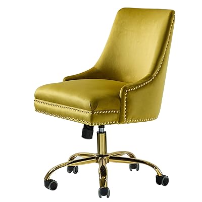 Buy Bella Velvet Fabric Task Chair With Gold Base And Nailhead For Home Office Mustard Online In Poland B086ksy62t