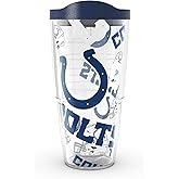 Tervis Classic Tritan 24oz Classic Tumbler with Travel Lid | NFL® Indianapolis Colts - All Over | Made in America, BPA/PFAS Free, Keeps Drinks Hot or Cold