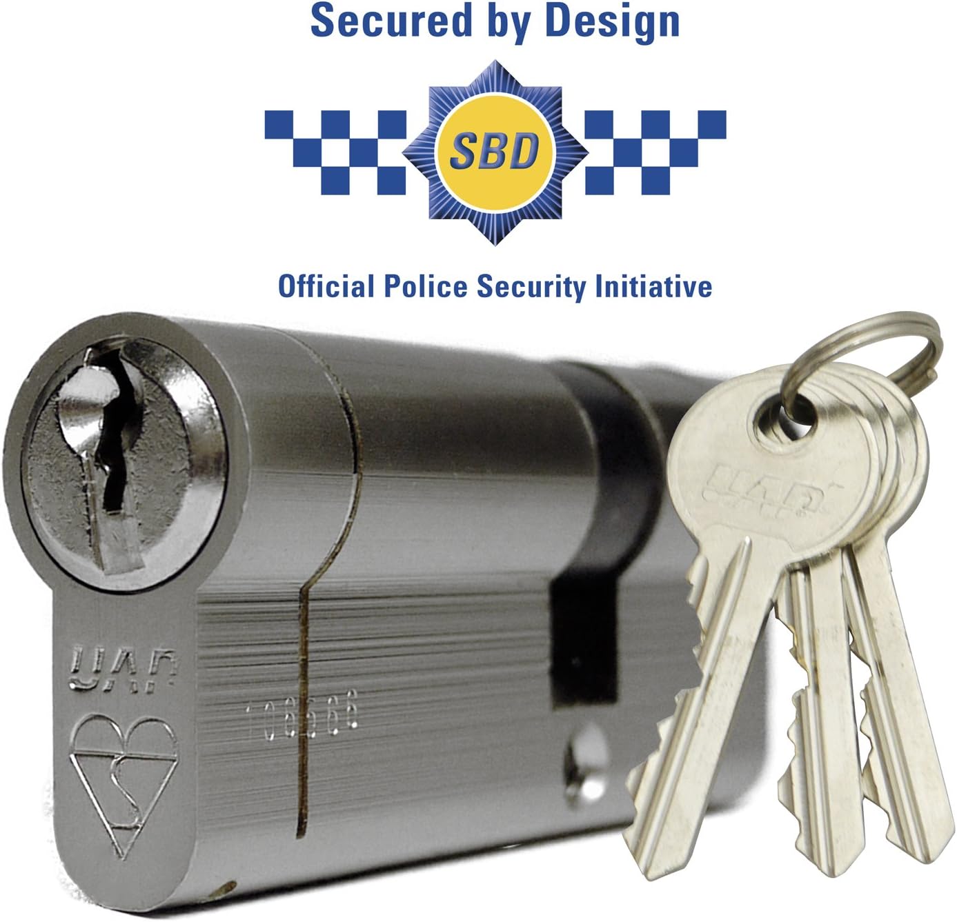 UAP 40/50 (35-10-45) 90mm Nickel High Security 1* Kitemarked Euro Cylinder Door Lock - Secured by Design