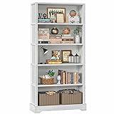 5-Shelf Wood Bookcase, 65 Inch Tall Bookshelf with
