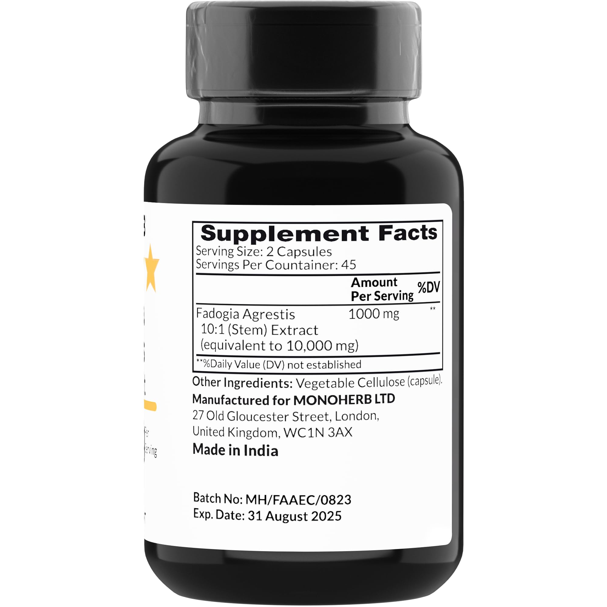 MONOHERB Fadogia Agrestis Extract 1000 mg - 90 Vegetarian Capsules