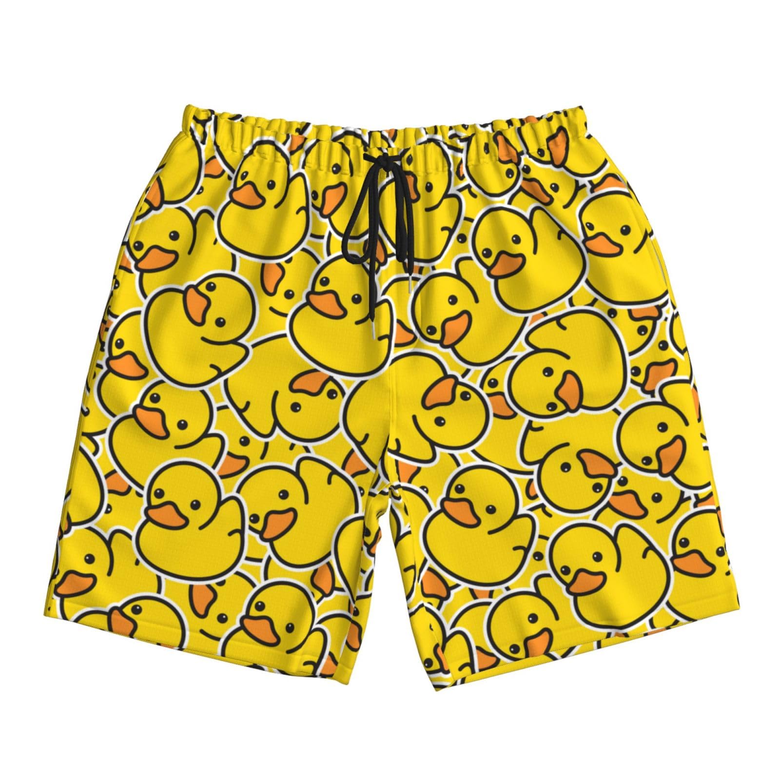 Photo 1 of Lukbfall Cute Rubber Ducky Mens Swim Trunks Quick Dry Yellow Cartoon Ducks Swim Shorts with Mesh Lining Breathable Men's Beach Pants Swimwear Bathing Suits,Medium