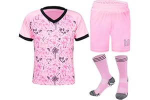 MUDJEAN Unisex Kids Soccer Jersey Set Boys Soccer Shirts and Shorts With Socks Girls Soccer Outfit 1-14 Years