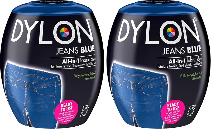 Dylon Washing Machine Fabric Dye Pod Jeans Blue 350g Pack of 2