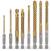 8 Pcs Twist Drill Bit Set Titanium Side Cutting Drill Bit, 3-10mm Hex Shank Serrated Cutting Drills Bits Woodworking Tools for Wood Metal Plastic Hole