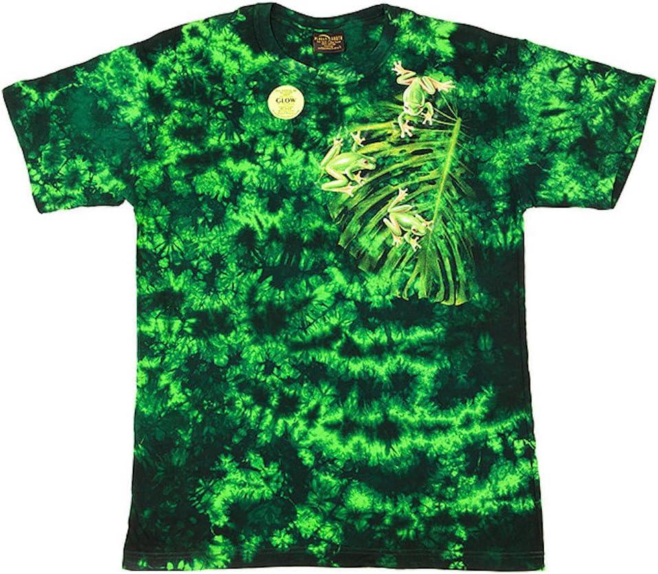 Churinga Vegan Cotton T-Shirt with Frog Print Green Tie Dye Novlety Tee Apparel