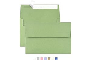 AZAZA 50 Pack A2 Envelopes for Invitations,4.37x5.75 inches,4x5 Envelope Sage Green Self Seal,Printable Envelopes for Wedding,Invitation,Baby Shower,for 4x5 Cards