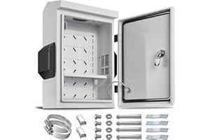 NAMUNANEE Outdoor Electrical Box, Cold-Rolled Steel Plate, Aluminum Alloy Back Beam, One-Piece Ventilation Design, IP65 Waterproof, Wall/Pole Mounted (15.7" x 11.8" x 5.9")