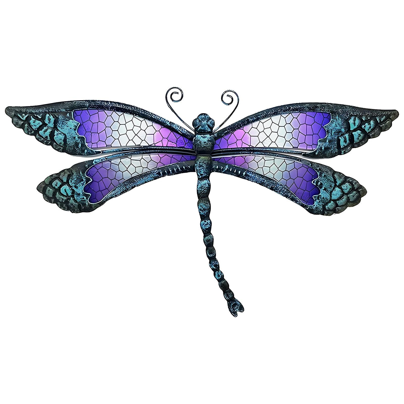 Photo 1 of POXOHO Metal Dragonfly Wall Decor, Handmade Mosaic Glass & Iron Art for Outdoor Garden, Patio, Fence, Vibrant Purple Wall Art Sculpture (15 Inch) - Bedroom, Living Room Decorative Ornaments