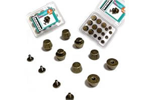 Honigo 8 Pack Bronzk Rivets Stud Handbag Purse Feet 1/2 inch Flat Head Metal Solid Brass Studs Screw Back Feet 12mm Buckle Spikes Leathercraft for Leather Bag Totes DIY Craft