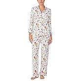 kate spade new york Pajamas for Women 2 Piece Set Comfy Modal Classic 3/4 Sleeve Notch Collar Button Top & Pants