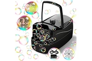 SIZONJOY Bubble Machine Automatic Bubble Blower, 18000+ Bubbles Per Minute with 2 Speeds, 8 Wands Bubble Maker, Plug-in or Batteries Bubbles Summer Toys for Outdoor Indoor Party Birthday (Black)