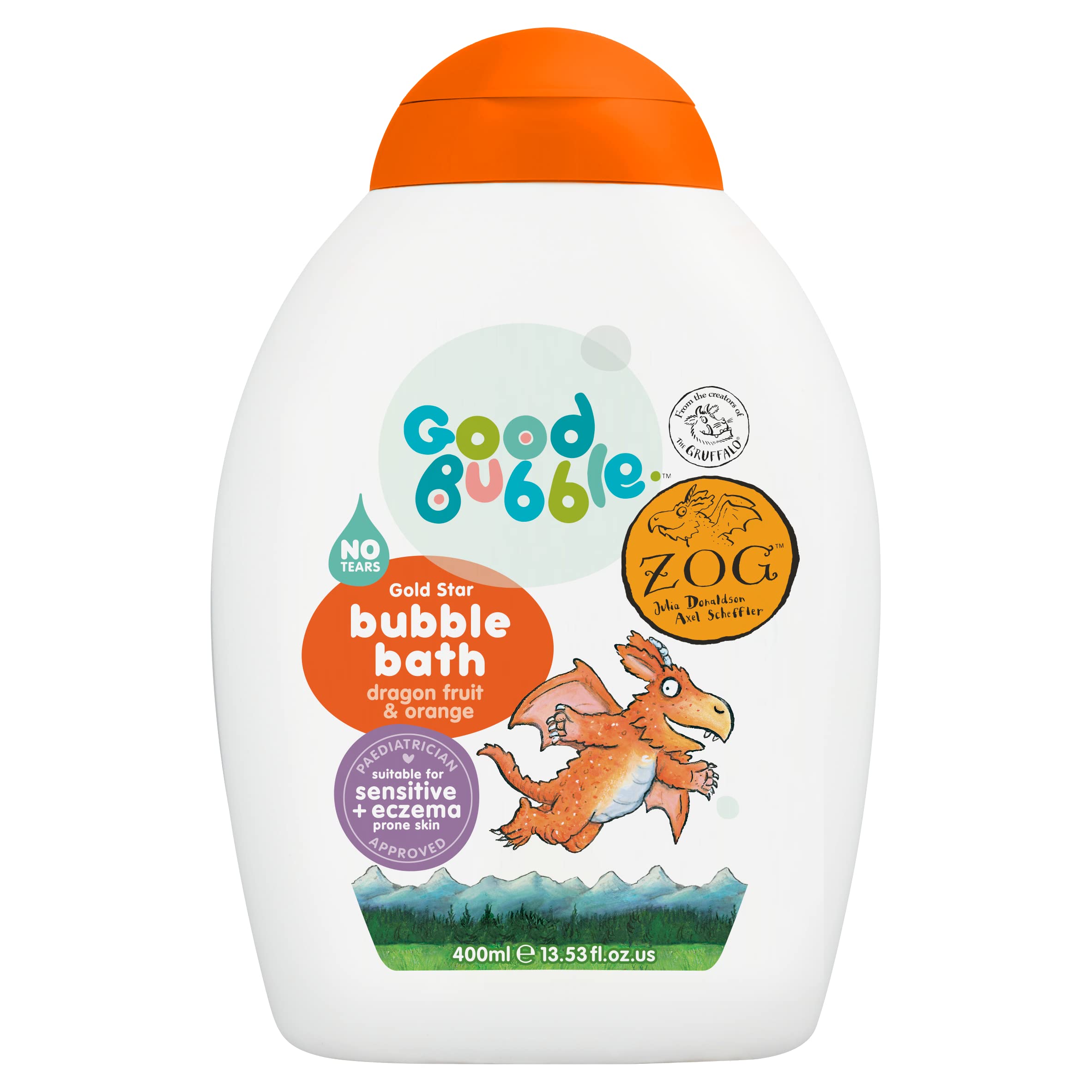 Good Bubble Zog Bubble Bath with Dragon Fruit & Orange - for Baby, Sensitive & Eczema-Prone Skin - Vegan-Friendly for Toddlers 400ml