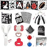URMYWO 10 Pcs High Contrast Black and White Baby Toys for Newborn, Tummy Time Mirror, Rattle, Teether, Visual Stimulation Learning Cards, Sensory Toys for 0-6 Months, Baby Boy Girl Valentines Gifts