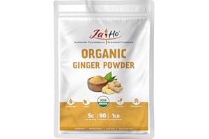 Jai Ho Organic Ground Ginger Root Powder 1 lb, Gluten Free, Non GMO, Keto Friendly - Resealable Zip Lock Pouch