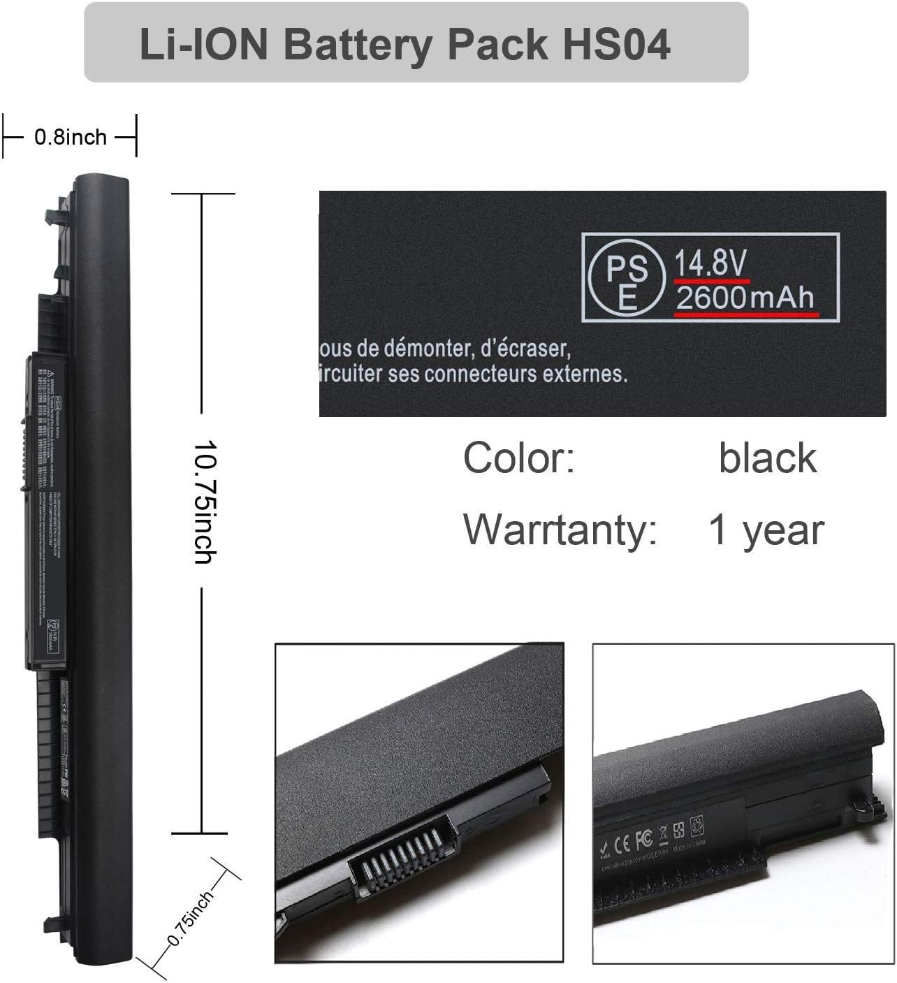 807956-001 807957-001 Replacement HS03 HS04 Laptop Battery for Hp 240 G4, 245 G4, 250 G4, 255 G4 - Image 5
