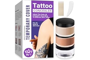 TRIXES Tattoo Cover Up Makeup Waterproof, 2 Colors Tattoo Concealer, Invisible Tattoo Cover Up, Suitable for Tattoos Scars and Spots, for All Skin Types