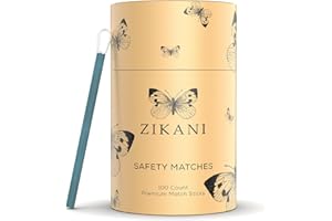 ZIKANI Blue Stick White Tip Fancy Matches 4" Match Refill 100 Long Matches Short Matches Wooden Matches Bulk Matches Decorative Matchsticks for Cloche Jar Box, Fireplace - Striker Pad Included