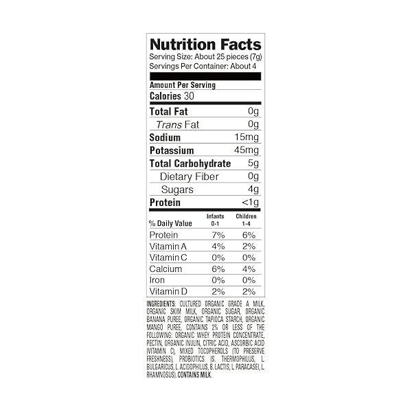 HAPPY BABY ORGANIC YOGIS FREEZE-DRIED YOGURT & FRUIT SNACKS BANANA MANGO, 1 OUNCE BAG ORGANIC GLUTEN-FREE EASY TO CHEW PROBIOTIC SNACKS FOR BABIES & TODDLERS