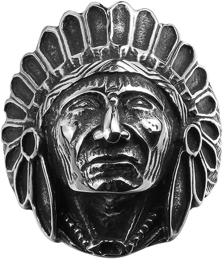 AGOKO Mens Old Mayan Hunter Personality Retro Titanium Steel Ring