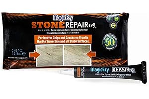 MagicEzy Stone RepairEzy (Light Gray/White) : Stone Fix - Repair Chipped and Cracked Granite Tiles and Countertops Fast - Mar