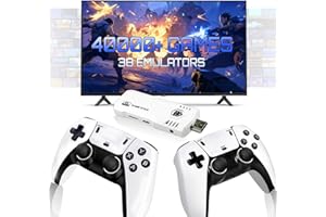 HEILU Upgrade Retro Game Stick Pro, Wireless Retro Gaming Console with 40000+ Games, Built-in 38 Game Emulators, Plug and Play Video Games for TV, 4K, Retro Game Console with Dual 2.4G Controllers (64G)