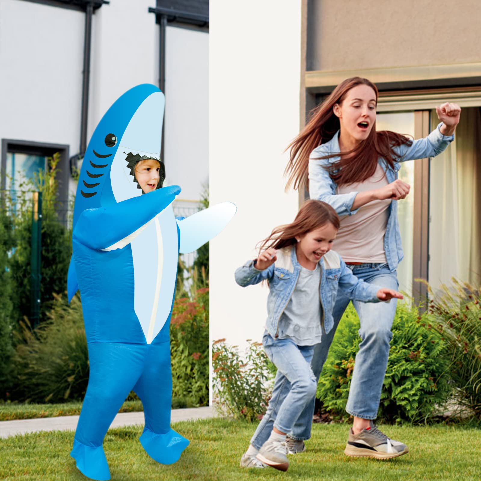 Stegosaurus Inflatable Shark Costume Kids, Halloween Shark Inflatable Costumes Funny Blow up Costume for Boys Girls