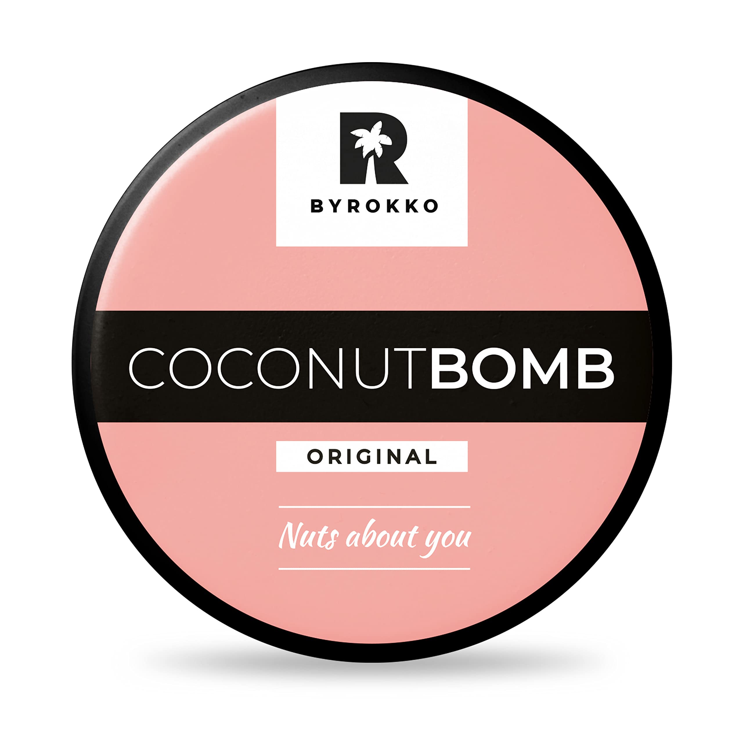 BYROKKO Coconut Bomb Hair Mask (180 g), Nourishing Hair Treatment for Damaged Dry Hair, Vegan and Cruelty-free