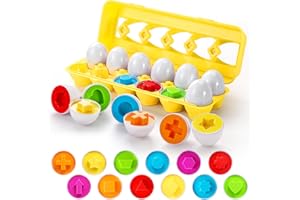 Montessori Matching Eggs Toy for Toddlers 1-3, Color and Shape Sorting Learning Toy, Fine Motor Skills Educational Puzzle, Pr