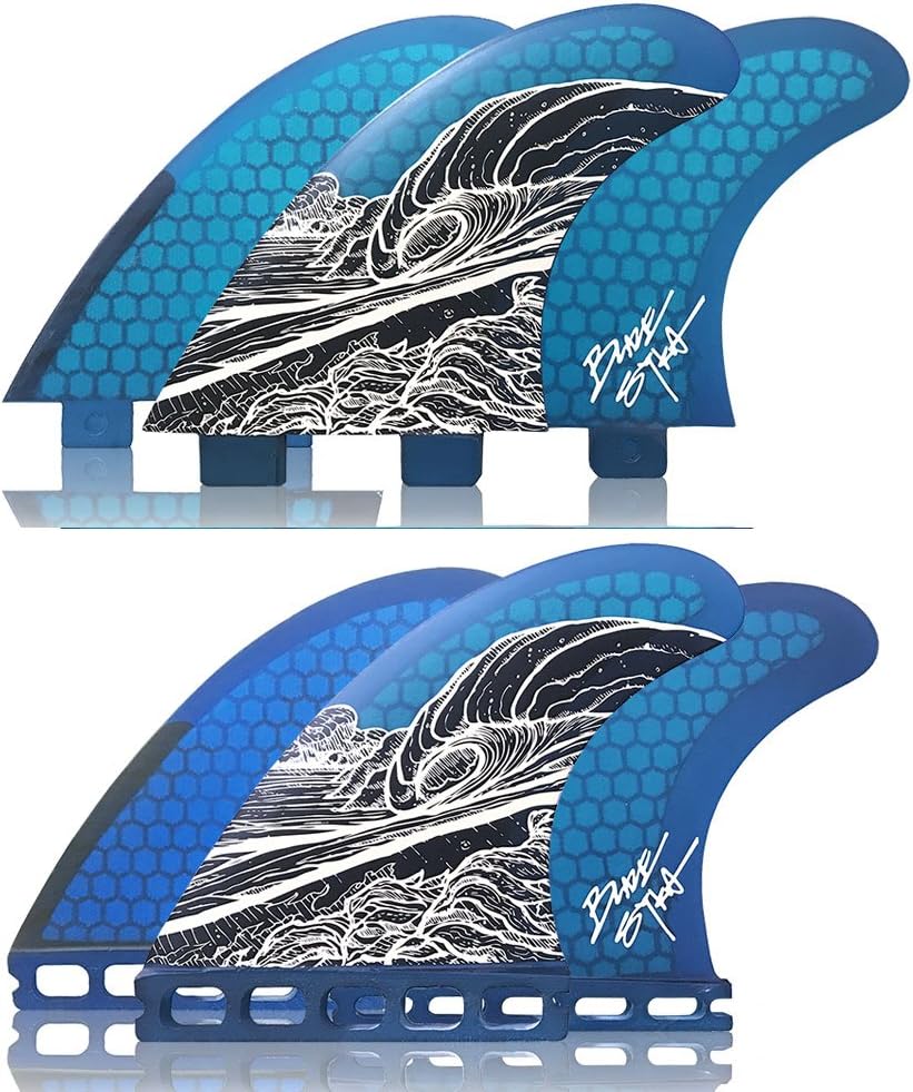 Naked Viking Surf Medium JL Thruster Surfboard Fins (Set of 3) Blaze Syka Art Fin, Futures Base