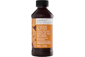 LorAnn Oils Cookie Butter Bakery Emulsion: True Essence, Ideal for Boosting Fruit Tones in Cakes, Cookies & Desserts, Gluten-Free, Keto-Friendly, Extract Substitute Essential for Your Kitchen, 4 Oz