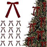 PYIEV 24 Pcs Velvet Bows for Christmas Tree,Velvet Christmas Tree Bows Door Garland Decor Vintage Wreath Bow,Red Bows for Christmas, Suitable for Xmas Home Decor Wedding Outdoor Indoor (Red)