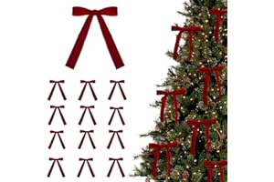 PYIEV 24 Pcs Velvet Bows for Christmas Tree,Velvet Christmas Tree Bows Door Garland Decor Vintage Wreath Bow,Red Bows for Christmas, Suitable for Xmas Home Decor Wedding Outdoor Indoor (Red)