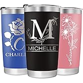 Personalized Tumblers with Engraved Name, Personalized Birthday Gifts for Men Women, Custom 20oz Stainless Steel Coffee Tumbler with Lids and Straws, Custom Travel Cup