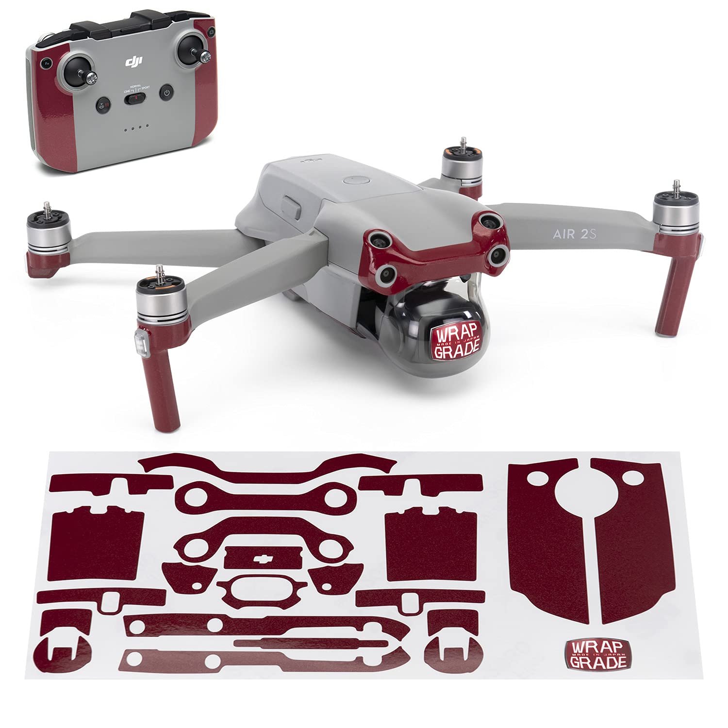 Wrapgrade Skin Compatible with DJI Air 2S | Accent Color A (JAPAN RED) — image 1