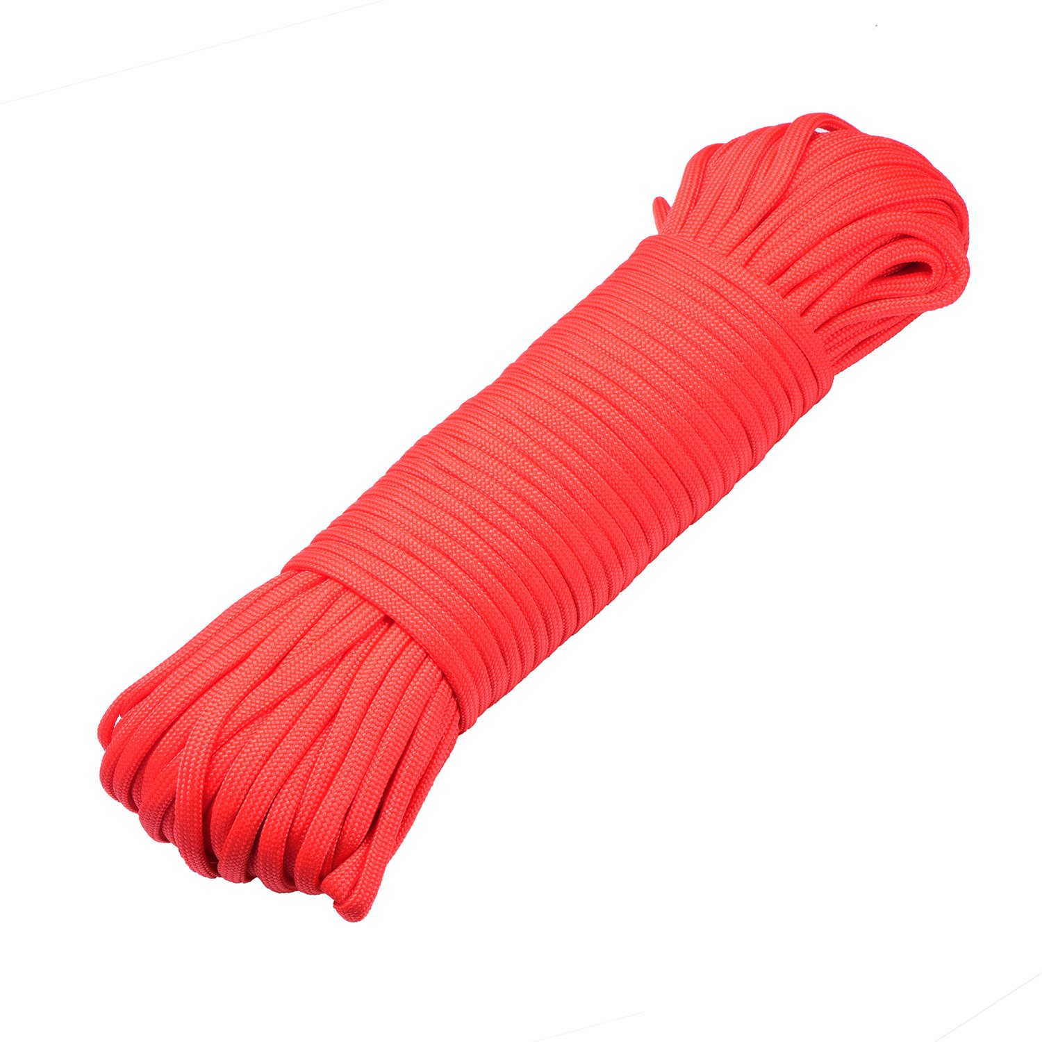 DonDon 98 ft - 30 m nylon cord Paracord survival DIY rope cord for outdoor camping activities 0.6 inch - 4 mm - 7 strands red