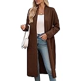 Saodimallsu Womens Extra Long Cardigan Sweaters Oversized Chunky Knit Open Front Long Sleeve Casual Duster Coat with Pockets