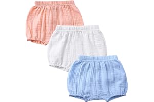 3PC Shorts Set Newborn Baby Girls Boys Pants Cotton Linen Blend Cute Floral Bloomers Triangle Shorts