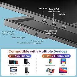 BIGASUO Portable Monitor, 15.6'' 1080P FHD