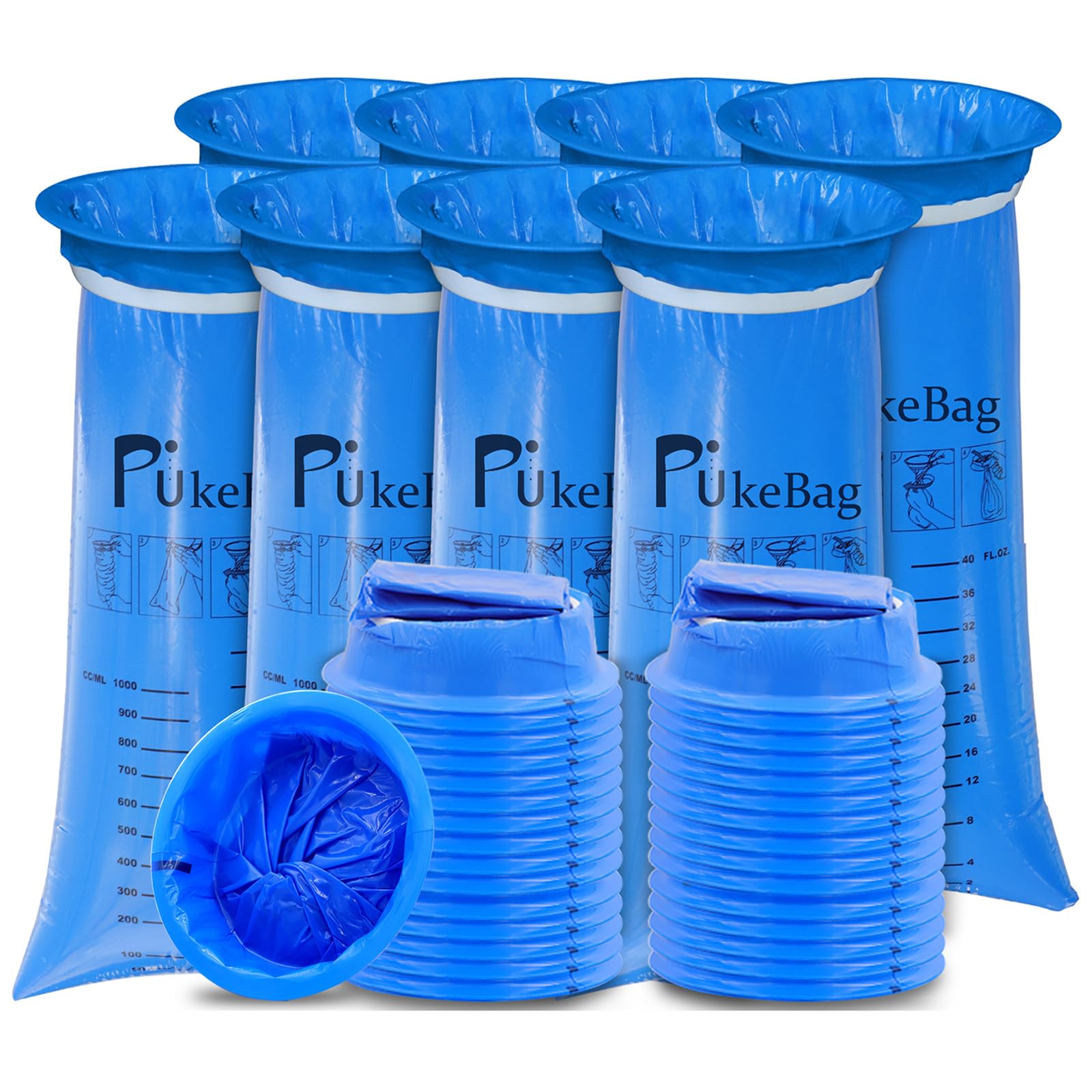 30 Pack Vomit Bags Disposable Emesis Bags, Throw Up Bags Aircraft Car Sickness Bag, Blue Nausea Bags Barf Bags for Travel Motion Sickness