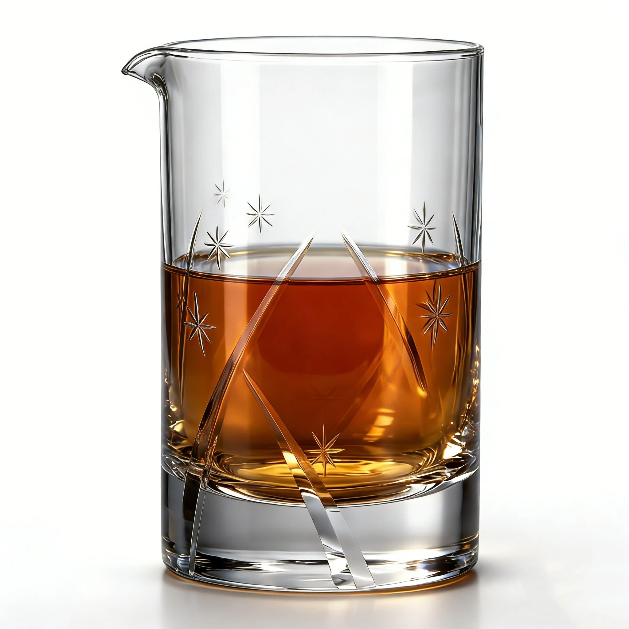 Homestia Snowflake Carving Cocktail Mixing Glass, 24 oz Crystal Cocktail Stirring Glass Beaker to Mix & Stir Cocktails Thick Bottom Drink Mixer Glass Cocktail Mixer