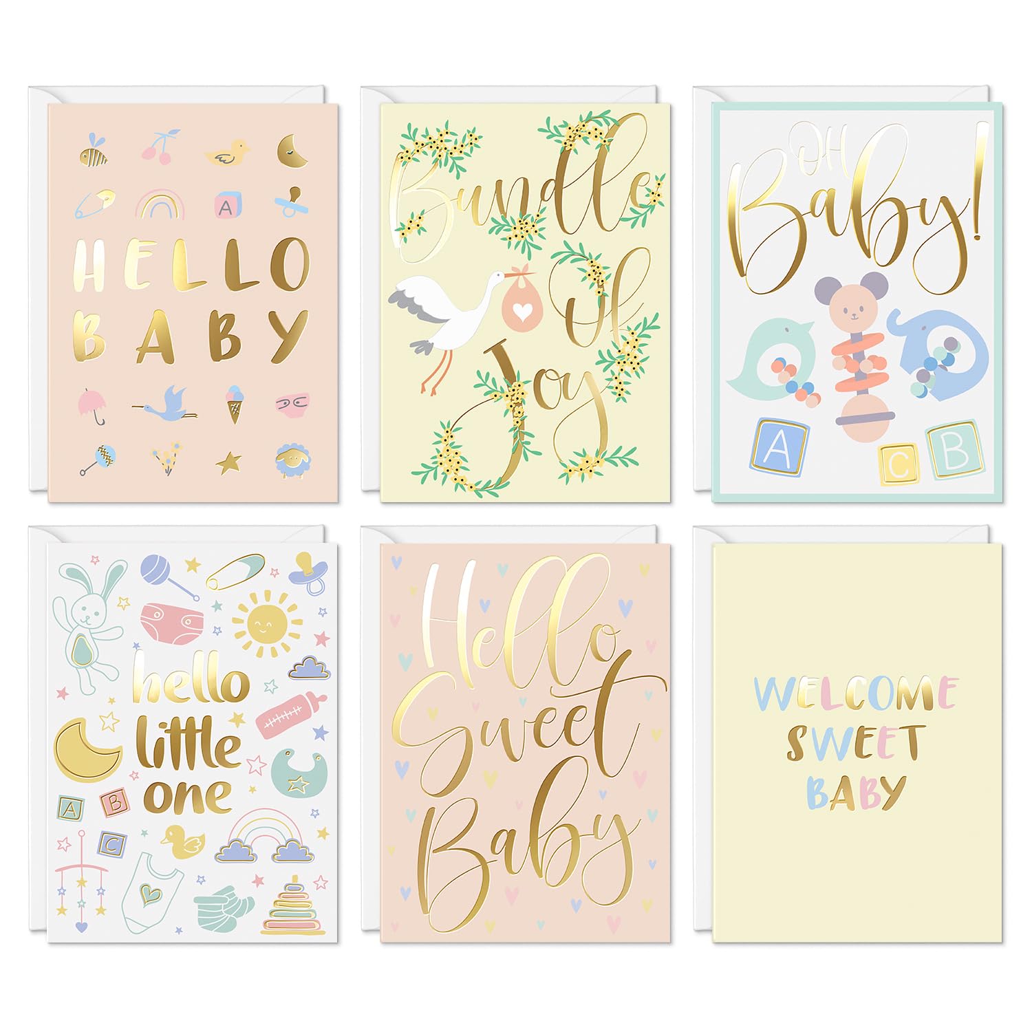 SWEETZER & ORANGE Unisex Baby Shower Card Girl and Boy Pack. Set of 24 Boxed Greeting cards and Envelopes. 4x5.5” New born Note sheets for Baby Showers and Celebrations
