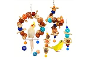 XLpeixin Parakeet Swing Toys,Bird Cage Hanging Chewing Toys,Natural Bird Parrot Toys for Budgerigar Conure Cockatiel Lovebirds Finches