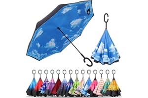 LLanxiry Windproof Inverted Umbrella, Large Reverse Umbrellas for Rain with C-shaped Handle Big Upside Down Inside Out Umbrella for Women & Men