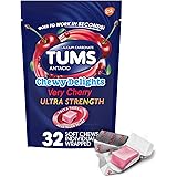 TUMS Chewy Delights Ultra Strength Antacid Soft Chews for Chewable Heartburn Relief and Acid Indigestion Relief, Very Cherry 