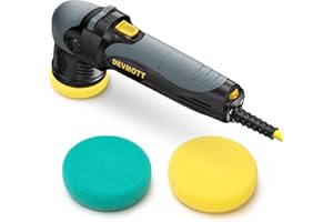 DEVMOTT Mini Polisher 750W - 3" Random Orbital Polisher with 12MM Orbit - Weight 4.6Lbs, 6 Speed 2000-6500 OPM - Dual Action Polisher for Car Detailing/Polishing/Waxing, Small Buffer Polisher